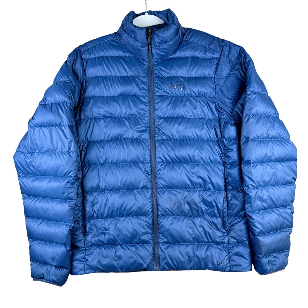 REI Co-op 650 Down Jacket Mens Small Blue Puffer Full Zip 221639